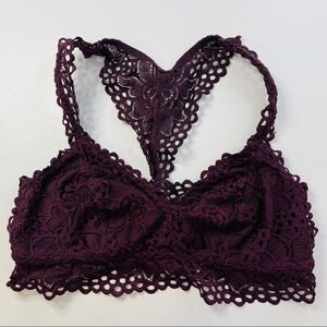 Aerie lace bralette racerback maroon women's size Medium‎
